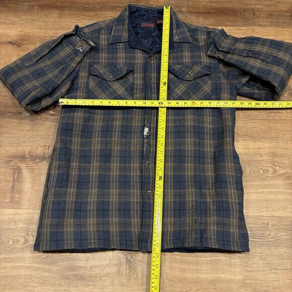 Vintage 80s Wool Flannel Shirt Jacket Button Up Quilt Lined Med Allen Wickfield - Picture 8 of 8